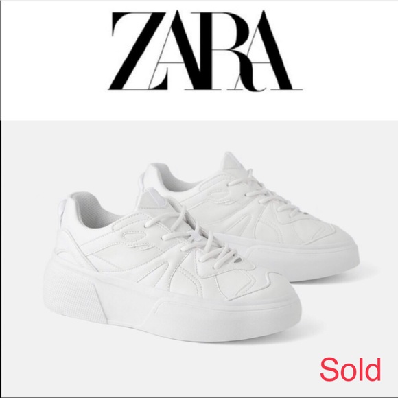 Zara Shoes - Zara BWT platform white sneakers size 37